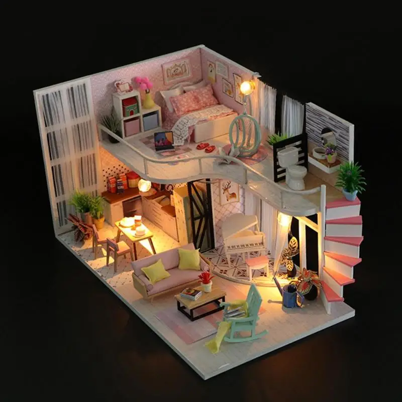 Doll House Furniture Diy Miniature Dust Cover 3D Wooden Miniatura Dollhouse Toys Children Birthday Gift Building Model Girl Pink
Doll House Furniture Diy Miniature Dust Cover 3D Wooden Miniatura Dollhouse Toys Children Birthday Gift Building Model Girl Pink