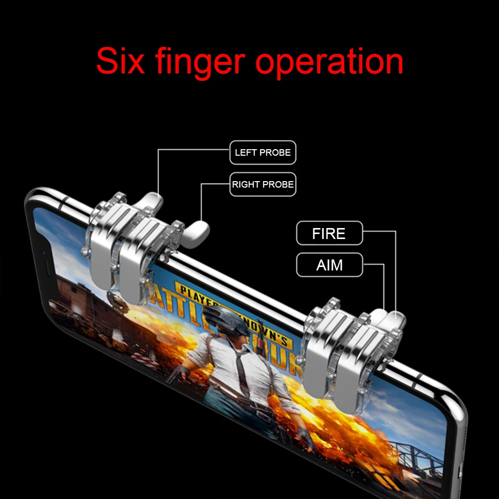 2pcs 6 finger Phone Gamepad Gaming Trigger Metal Trigger PUBG Fire Button Aim Key L1 R1 Shooter Controller PUBG Aim Fast
2pcs 6 finger Phone Gamepad Gaming Trigger Metal Trigger PUBG Fire Button Aim Key L1 R1 Shooter Controller PUBG Aim Fast