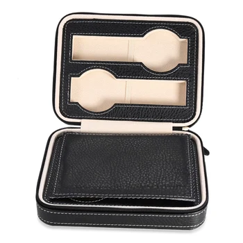 Black Zippered Watches Box Travel Case - Watch Organizer Collection - PU Leather
Black Zippered Watches Box Travel Case - Watch Organizer Collection - PU Leather