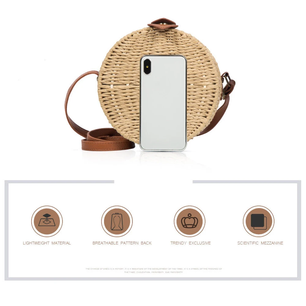 Beach Straw Bags Retro Rattan Hand Bag Cross Body Bohemia Small Round Bag Women(Beige)
Beach Straw Bags Retro Rattan Hand Bag Cross Body Bohemia Small Round Bag Women(Beige)