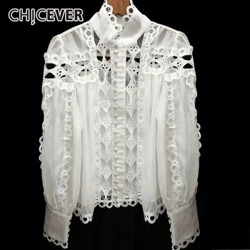 CHICEVER Casual Solid Womens Shirts Blouse Stand Collar Long Sleeve Hollow Out Patchwork Lace Tops Female 2020 Spring Fashion
CHICEVER Casual Solid Womens Shirts Blouse Stand Collar Long Sleeve Hollow Out Patchwork Lace Tops Female 2020 Spring Fashion