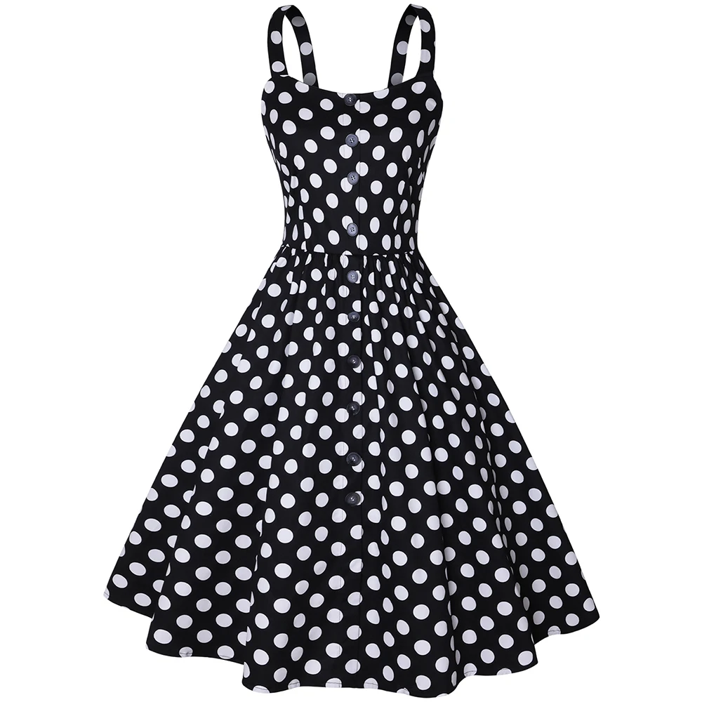 Retro Polka Dot Print Women Dress Sleeveless Elastic Back Summer Beach Boho Dress with Pockets Casual A-Line Party Dresses 2019
Retro Polka Dot Print Women Dress Sleeveless Elastic Back Summer Beach Boho Dress with Pockets Casual A-Line Party Dresses 2019