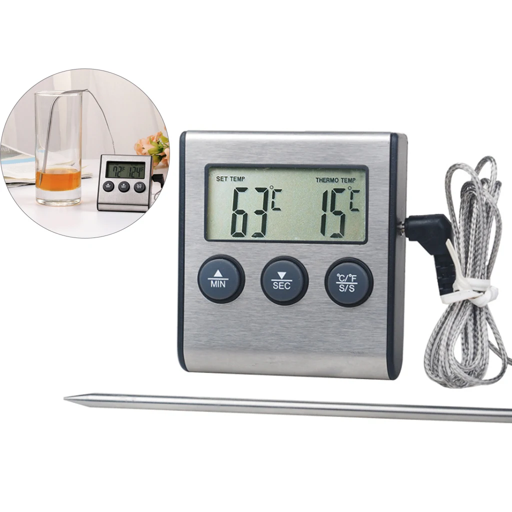 Digital Thermometer for Oven Cooking Kitchen Food Meat Thermometer LCD Display Clock Timer with Stainless Steel Probe Thermopro
Digital Thermometer for Oven Cooking Kitchen Food Meat Thermometer LCD Display Clock Timer with Stainless Steel Probe Thermopro