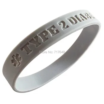 100pcs Gray Type 2 Diabetes Medical Alert wristband silicone bracelets free shipping by ePacket A 
100pcs Gray Type 2 Diabetes Medical Alert wristband silicone bracelets free shipping by ePacket A