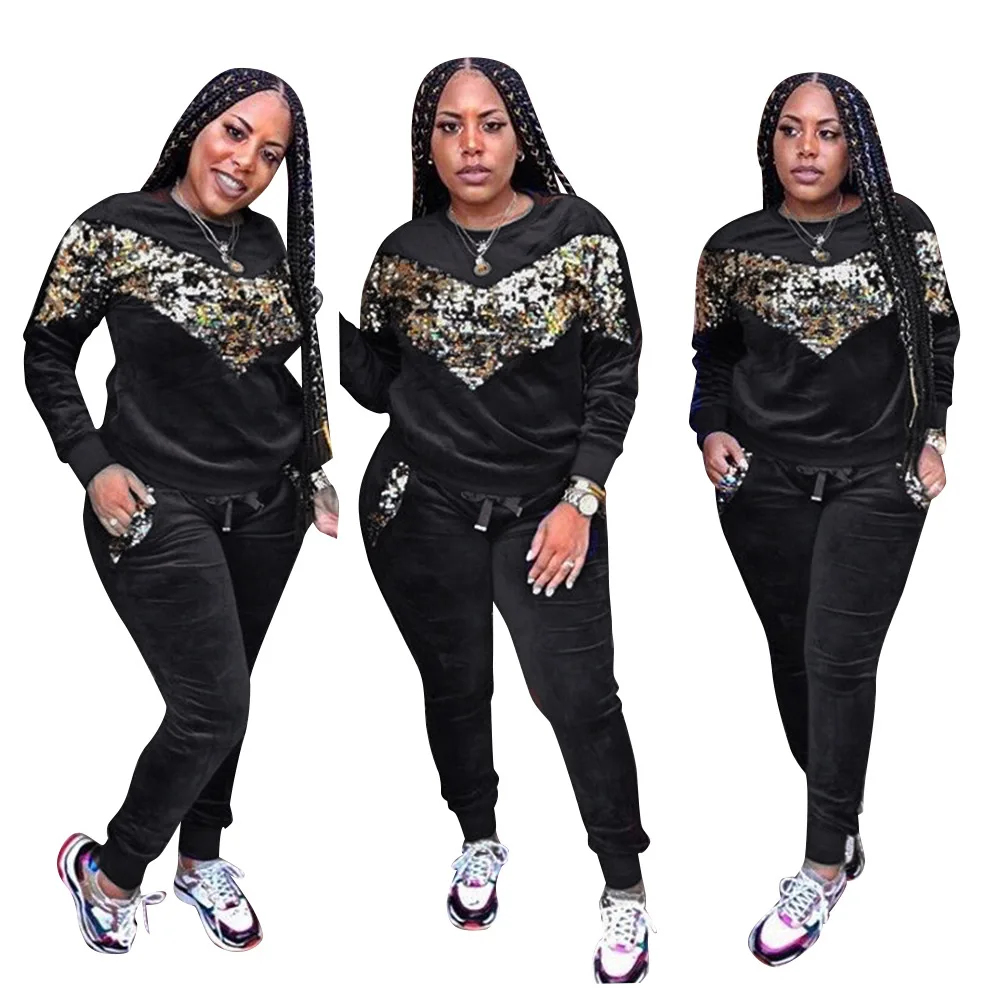 Two Piece Set Women Autumn Thick Velvet Sportwear Long Sleeve Tops And Long Pants Ladies Sequin Tracksuit Casual 2 Piece Set
Two Piece Set Women Autumn Thick Velvet Sportwear Long Sleeve Tops And Long Pants Ladies Sequin Tracksuit Casual 2 Piece Set