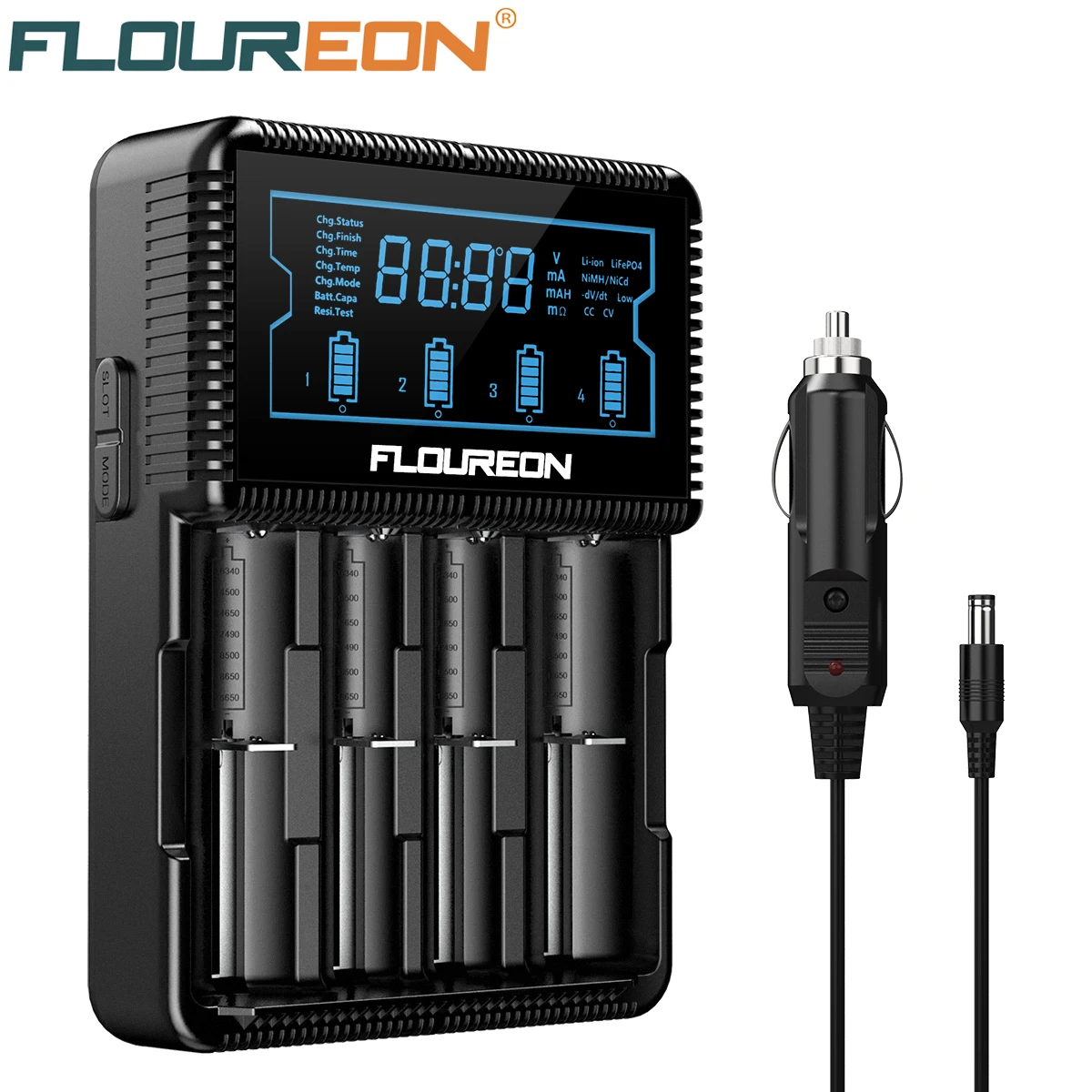 Floureon S4 Intelligent LCD Charger Car Adapter Power Adapter for Ni-MH AA AAA Li-ion 18650 20700 21700 Rechargeable Battery EU
Floureon S4 Intelligent LCD Charger Car Adapter Power Adapter for Ni-MH AA AAA Li-ion 18650 20700 21700 Rechargeable Battery EU