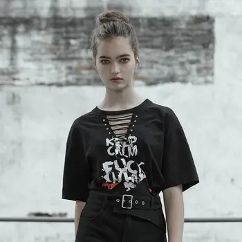 Punk Rave Women's Goth V-Neck Loose Long T-Shirt PT355
Punk Rave Women's Goth V-Neck Loose Long T-Shirt PT355