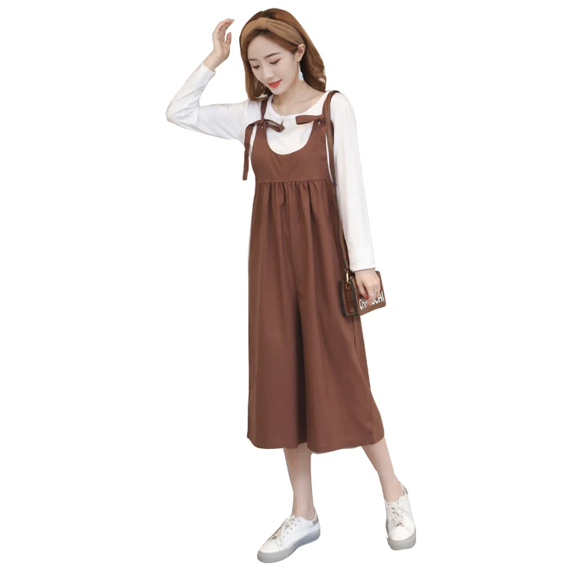 Pengpious 2019 spring pregnant women pants suit straps wide-legged trousers +long sleeve t-shirt twinset maternity clothes set
Pengpious 2019 spring pregnant women pants suit straps wide-legged trousers +long sleeve t-shirt twinset maternity clothes set