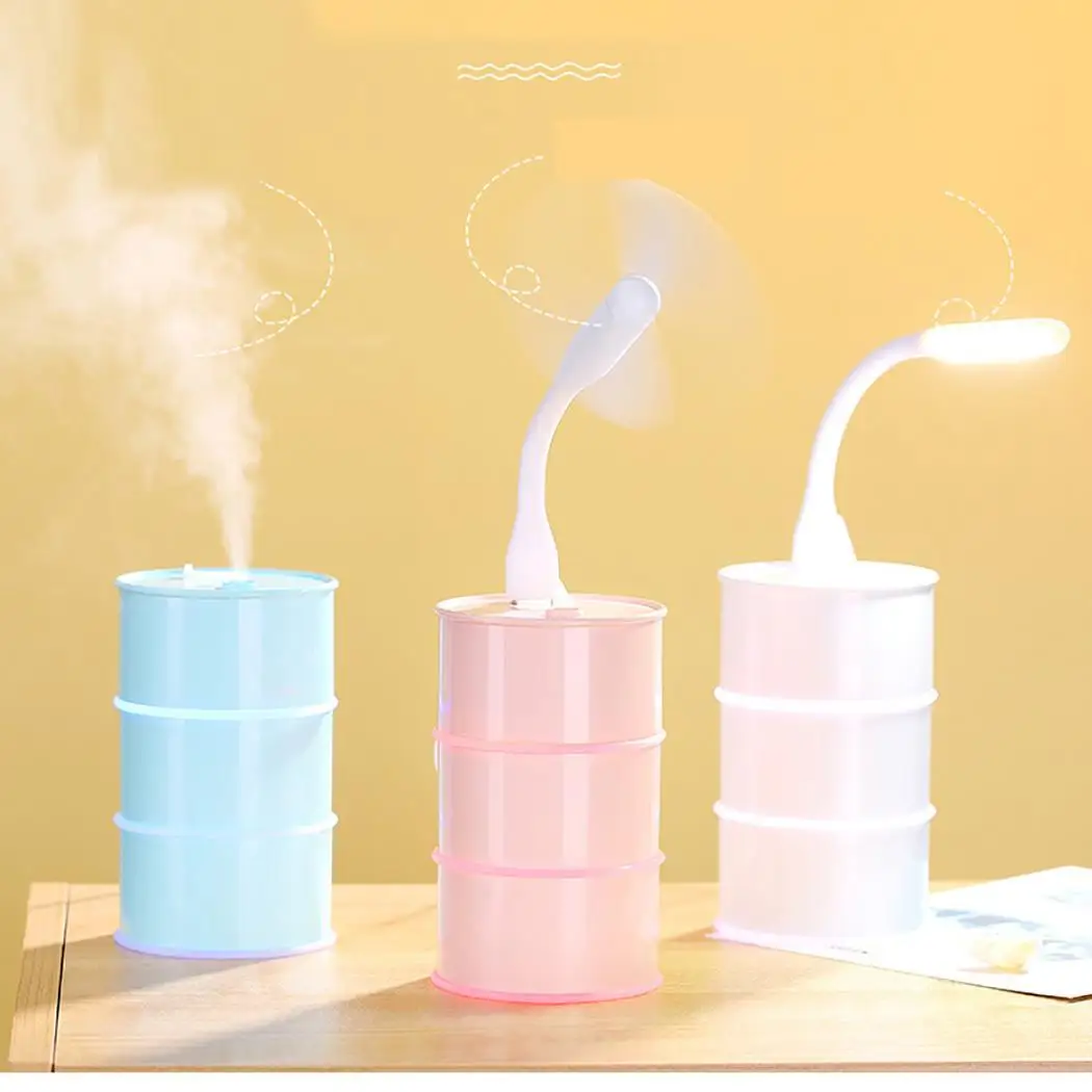 3 in 1 175ML USB Air Humidifier Ultrasonic Cool-Mist Drum Mini Humidifier With LED Light Mini USB Fan
3 in 1 175ML USB Air Humidifier Ultrasonic Cool-Mist Drum Mini Humidifier With LED Light Mini USB Fan