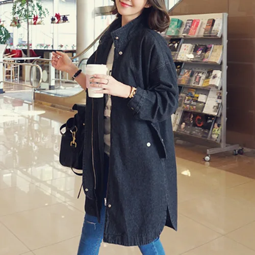New Korean Loose Denim Women Coats Mid-length Jeans Windbreaker Spring Autumn Wear Jackets Causal Long Sleeve Coat Fashion femme
New Korean Loose Denim Women Coats Mid-length Jeans Windbreaker Spring Autumn Wear Jackets Causal Long Sleeve Coat Fashion femme