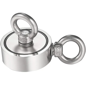 Neodymium Fishing Magnets (Double-Sided Magnetic) Round Neodymium Magnet With Eyebolt, Combined 600 Lbs Pulling Force, 2.36inc
Neodymium Fishing Magnets (Double-Sided Magnetic) Round Neodymium Magnet With Eyebolt, Combined 600 Lbs Pulling Force, 2.36inc