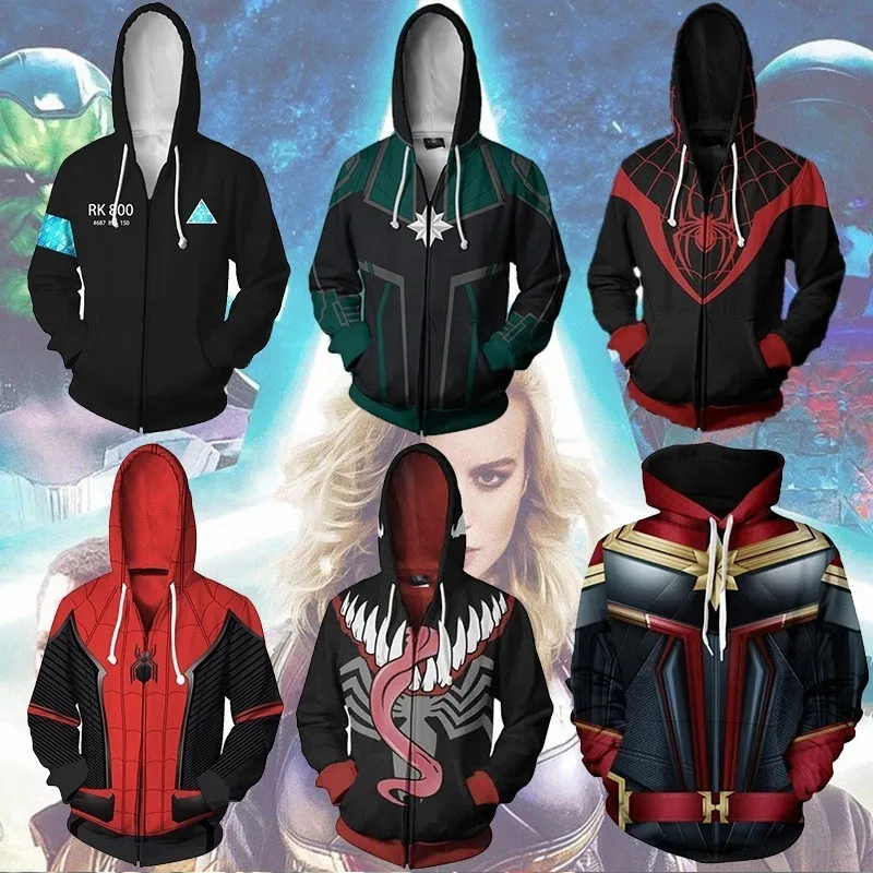 Spider-man Venom Cosplay Black Panther Detroit Become Human Marvel Costume Shirt Captain Marvel Avengers 3D Print Man Hoodie Zip
Spider-man Venom Cosplay Black Panther Detroit Become Human Marvel Costume Shirt Captain Marvel Avengers 3D Print Man Hoodie Zip