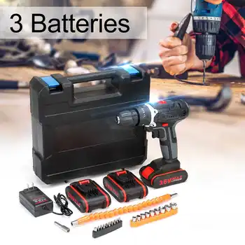 With 1/2/3Pcs Li-ion Battery 36V 6500mAh Cordless Power Drill Electric Double-Speed Screwdriver Drills Kit
With 1/2/3Pcs Li-ion Battery 36V 6500mAh Cordless Power Drill Electric Double-Speed Screwdriver Drills Kit