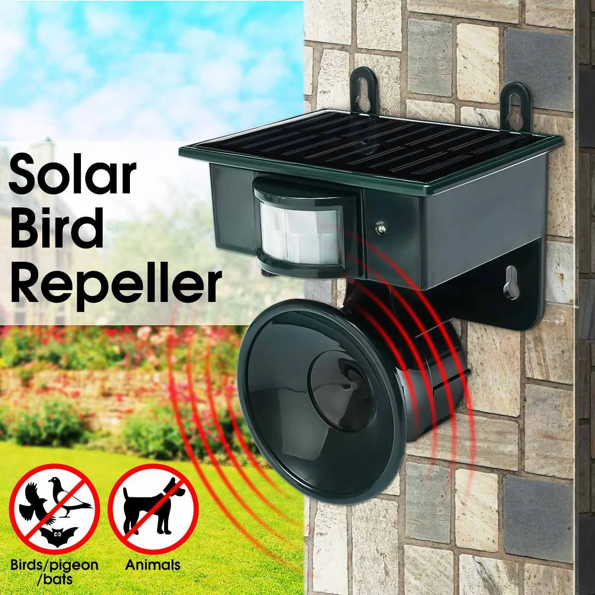 Outdoor Ultrasonic Solar PIR Sensor Repeller Bird Dog Cat Fox Scarer Deterrent Repellent
Outdoor Ultrasonic Solar PIR Sensor Repeller Bird Dog Cat Fox Scarer Deterrent Repellent