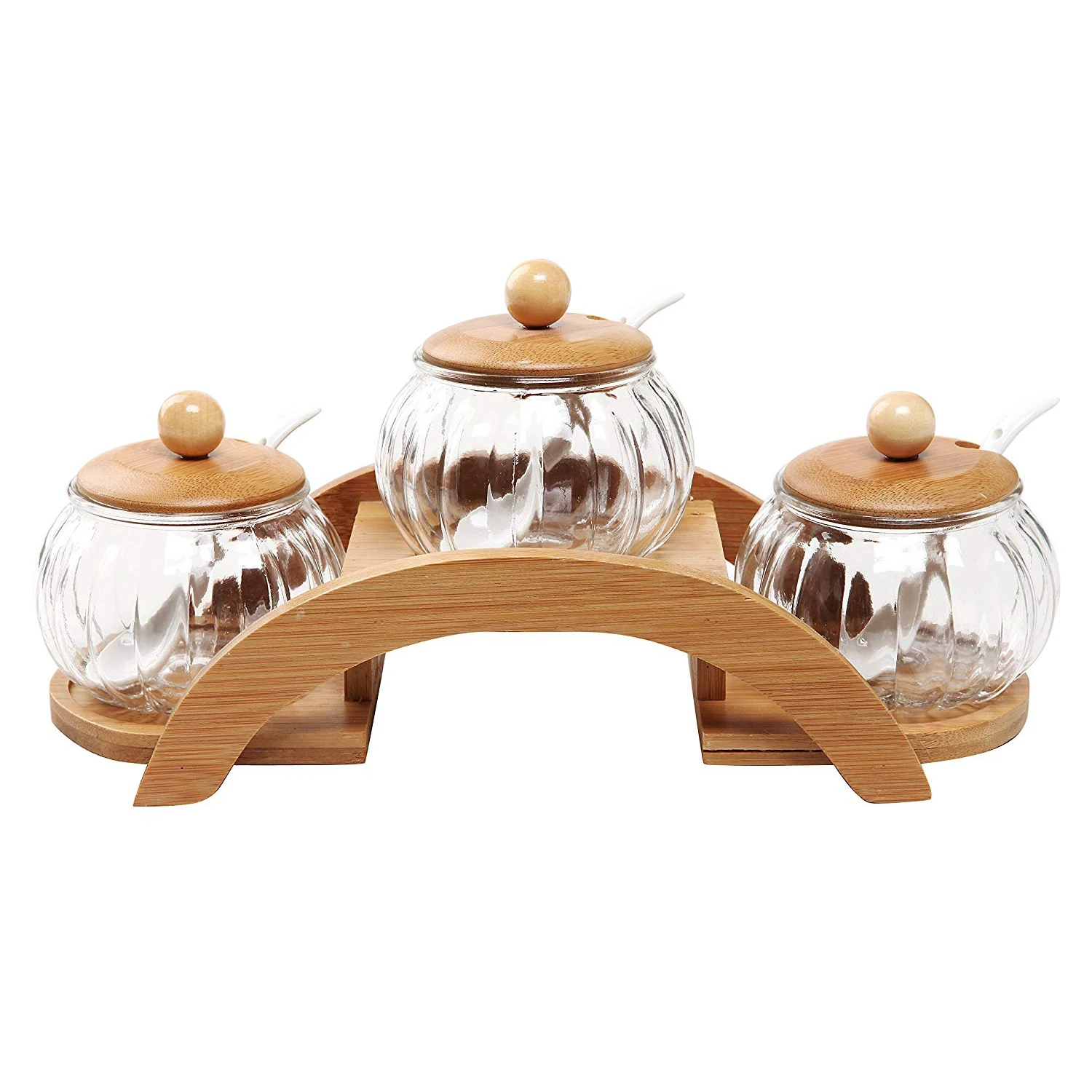 (set of 3) clear glass seasoning jar creative spice box and 2-layer wooden display stand
(set of 3) clear glass seasoning jar creative spice box and 2-layer wooden display stand