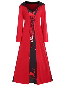 Wipalo Plus Size Christmas Lace Up Hooded Maxi Dress Women Casual Party Dress Long Sleeves A-Line Longline Dress Vestidos Femme
Wipalo Plus Size Christmas Lace Up Hooded Maxi Dress Women Casual Party Dress Long Sleeves A-Line Longline Dress Vestidos Femme