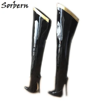 Sorbern 18Cm Stiletto Over The Knee Boots For Women Custom Leg Calf Size Hard Shaft Gold Ribbon Trim Mid-Thigh Boot Patent Black
Sorbern 18Cm Stiletto Over The Knee Boots For Women Custom Leg Calf Size Hard Shaft Gold Ribbon Trim Mid-Thigh Boot Patent Black