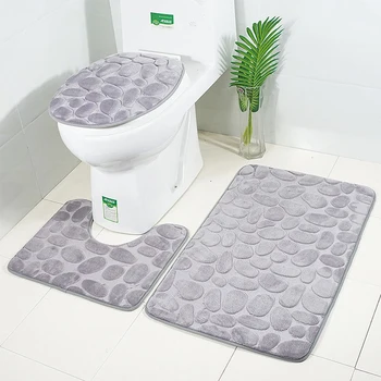 Three Pieces Bathroom Mat Toilet Rug Set Comfortable Water-absorbing Contour Rug Bath Mat Toilet Lid Cover
Three Pieces Bathroom Mat Toilet Rug Set Comfortable Water-absorbing Contour Rug Bath Mat Toilet Lid Cover