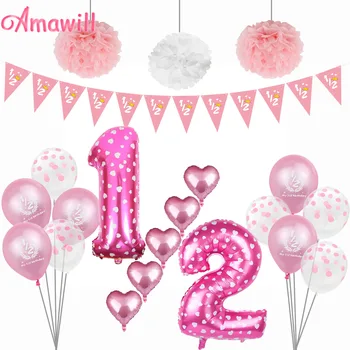 Amawill Half Birthday Decorations Kit Latex Balloons Paper Banner 6 Months Old Baby Shower Girls 1/2 Birthay Party Supplies 7D
Amawill Half Birthday Decorations Kit Latex Balloons Paper Banner 6 Months Old Baby Shower Girls 1/2 Birthay Party Supplies 7D