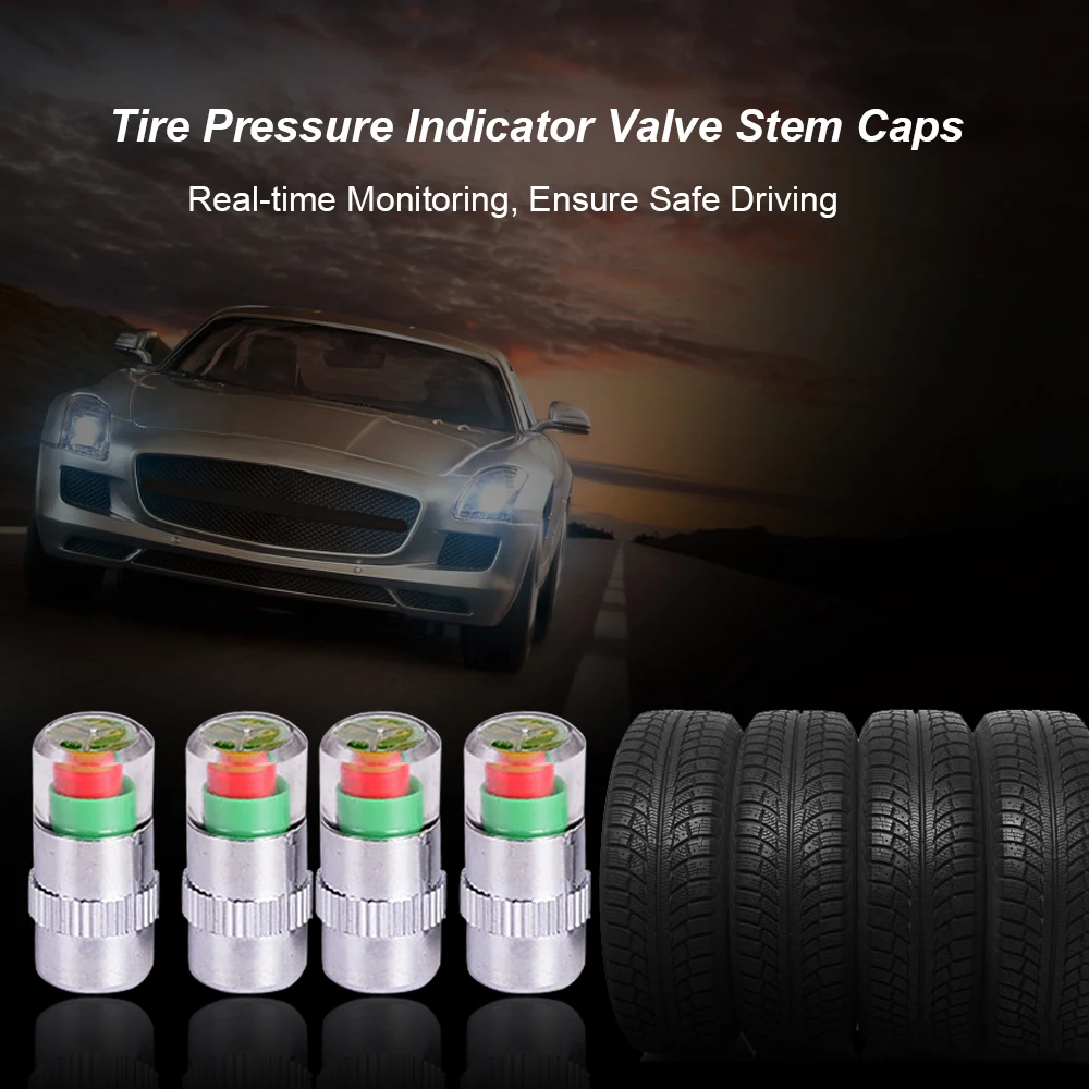 4Pcs/Set Car Tire Pressure Monitor Tire Valve Stem Caps Sensor Tire Pressure Gauge Cap with Indicator 2.0 Bar/2.2 Bar/2.4 Bar
4Pcs/Set Car Tire Pressure Monitor Tire Valve Stem Caps Sensor Tire Pressure Gauge Cap with Indicator 2.0 Bar/2.2 Bar/2.4 Bar