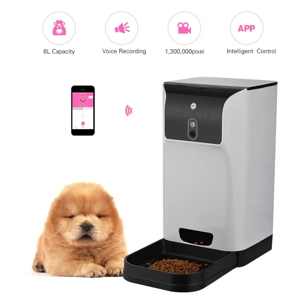 APP Automatic Pet Feeder Cat/Dog Food Dispenser 6L Storage with Camera Voice Recorder Wifi Connection Compatible For IOS Android
APP Automatic Pet Feeder Cat/Dog Food Dispenser 6L Storage with Camera Voice Recorder Wifi Connection Compatible For IOS Android