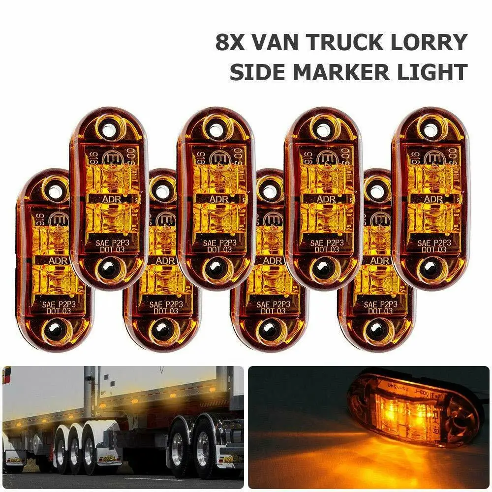 8x12/24V Trailer LED Light Car Side Marker Light Indicator Truck Car Van Bus Amber Trailers Lamp
8x12/24V Trailer LED Light Car Side Marker Light Indicator Truck Car Van Bus Amber Trailers Lamp