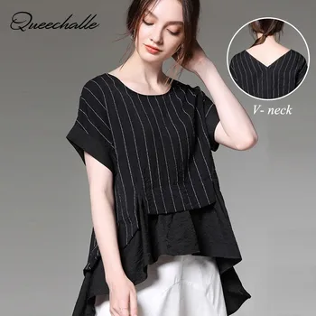 2020 Summer Black White Stripe Shirt Women Asymmetrical Ruffles Patchwork Loose Blouse Shirt Plus Size Tops XL XXL XXXL 4XL
2020 Summer Black White Stripe Shirt Women Asymmetrical Ruffles Patchwork Loose Blouse Shirt Plus Size Tops XL XXL XXXL 4XL