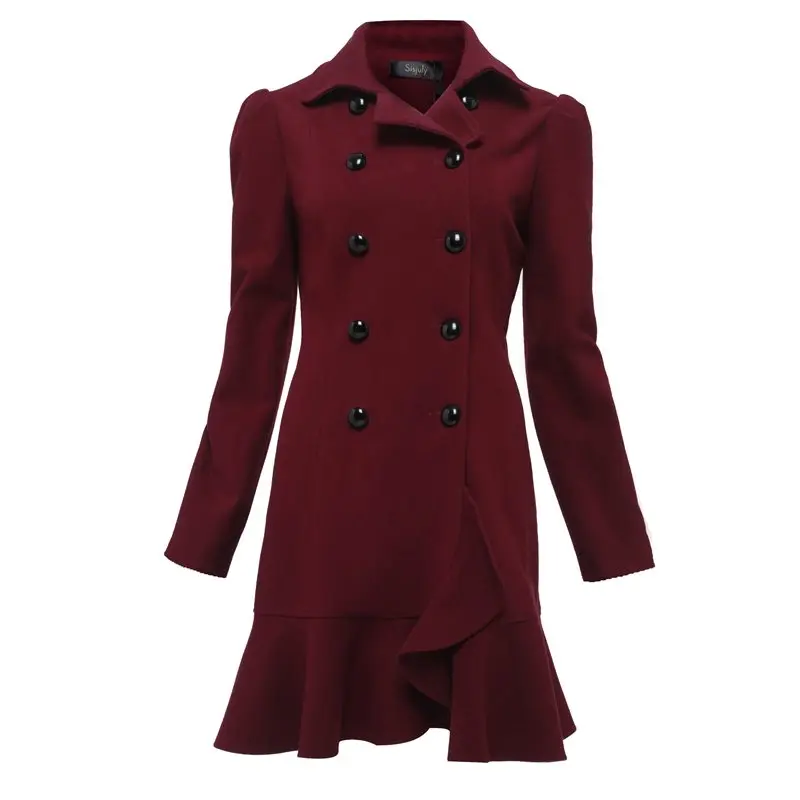 Women Woolen Coat Brand Vintage Elegant Ruffles Autumn Winter Outerwear Solid Fashion Office Wear Slim Warm Casual Long Overcoat
Women Woolen Coat Brand Vintage Elegant Ruffles Autumn Winter Outerwear Solid Fashion Office Wear Slim Warm Casual Long Overcoat