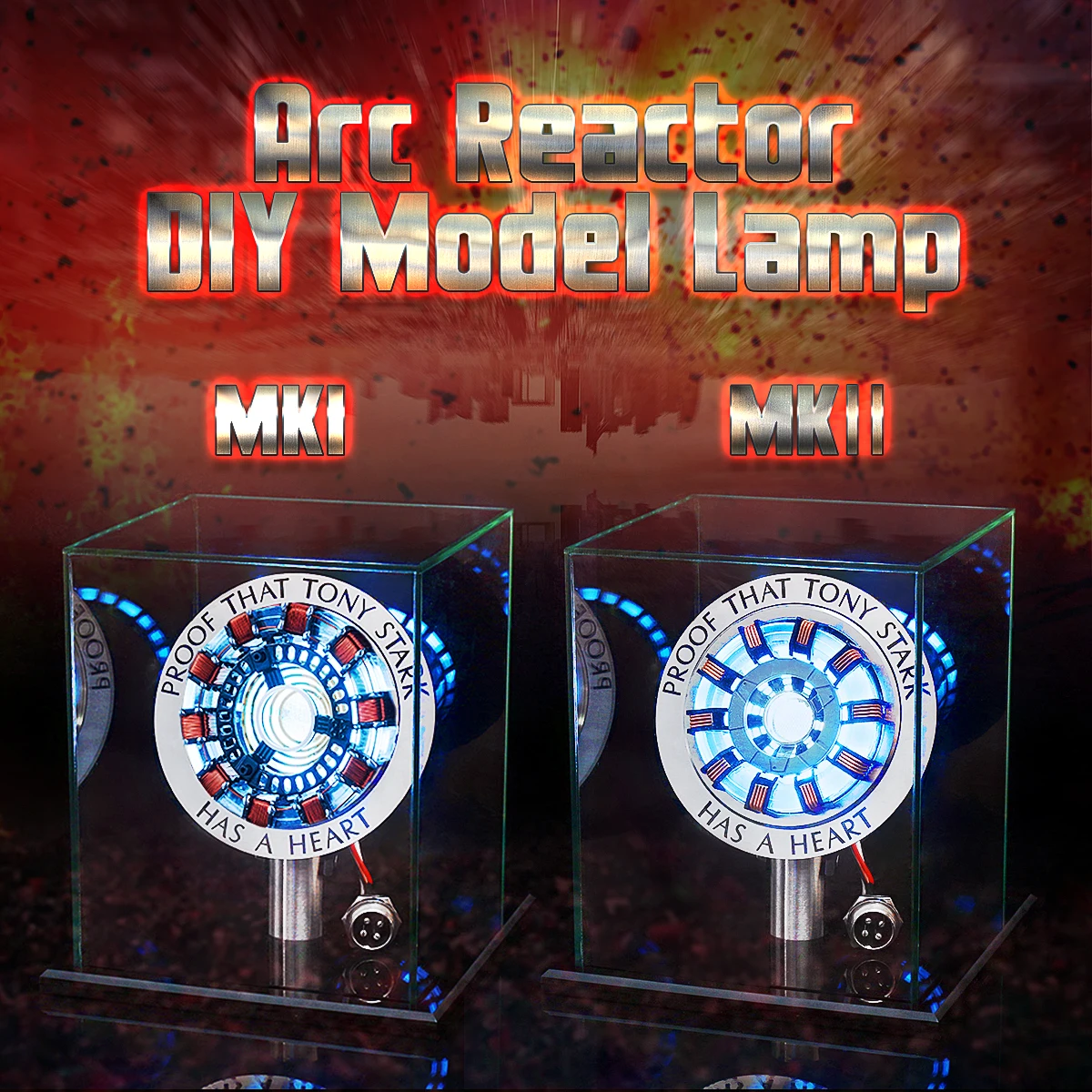 

MK1/MK2 Arc Reactor 1:1 DIY Model Led Light Toy Acrylic Mark Two Remote Light Arc DIY Parts Model Assembled Toys Chest Lamp