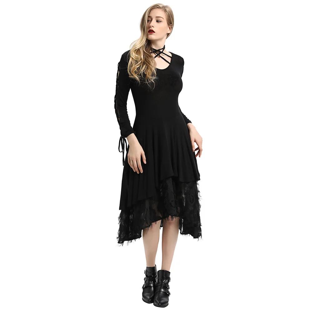 New autumn Women Gothic dresses 2018 Victorian Long Ribbon Lace Sleeves V-Neck Witchy Dress vintage solid high low dress vestido
New autumn Women Gothic dresses 2018 Victorian Long Ribbon Lace Sleeves V-Neck Witchy Dress vintage solid high low dress vestido