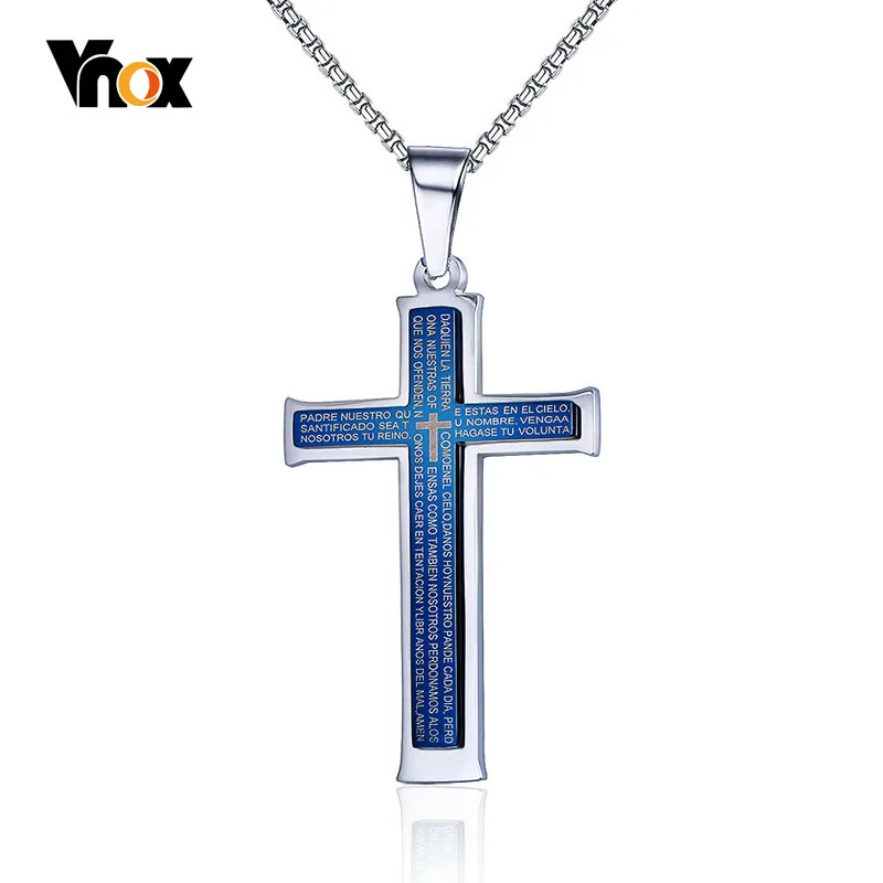 Vnox Blue Cross Necklace Pendant Men Jewelry Religious Bible Christ Prayer Male Stainless Steel Chain
Vnox Blue Cross Necklace Pendant Men Jewelry Religious Bible Christ Prayer Male Stainless Steel Chain