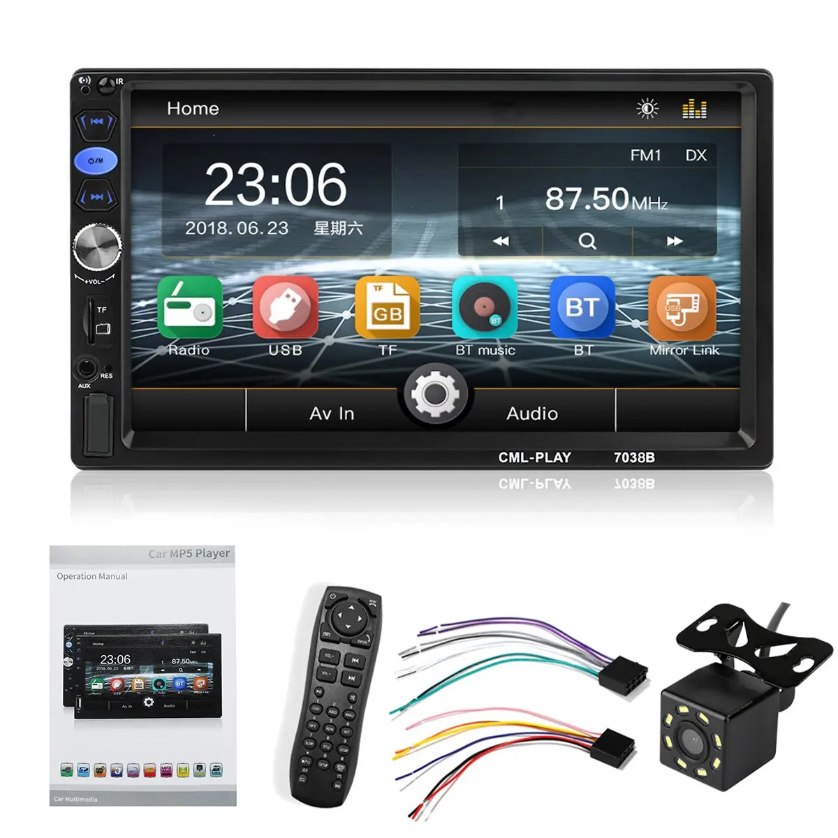 7 Inch 2 Din Car FM bluetooth Multimedia Player Radio Video Stereo MP4 MP5 Player Car Rear View Camera for touch Screen
7 Inch 2 Din Car FM bluetooth Multimedia Player Radio Video Stereo MP4 MP5 Player Car Rear View Camera for touch Screen