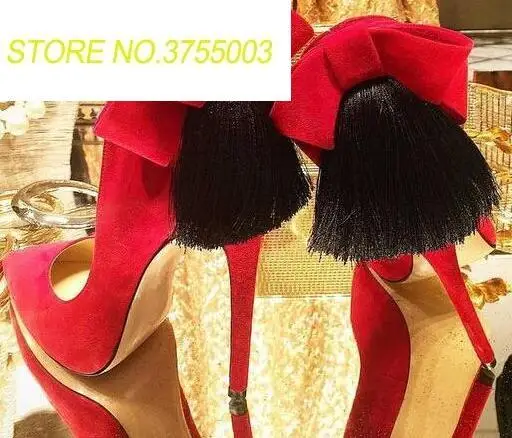 2018 Fashion Fringe Back Women Sweet Bow Pumps Suede Leather Ladies Sexy Point Toe High Heels Elegant Party Shoes Wedding Shoes
2018 Fashion Fringe Back Women Sweet Bow Pumps Suede Leather Ladies Sexy Point Toe High Heels Elegant Party Shoes Wedding Shoes