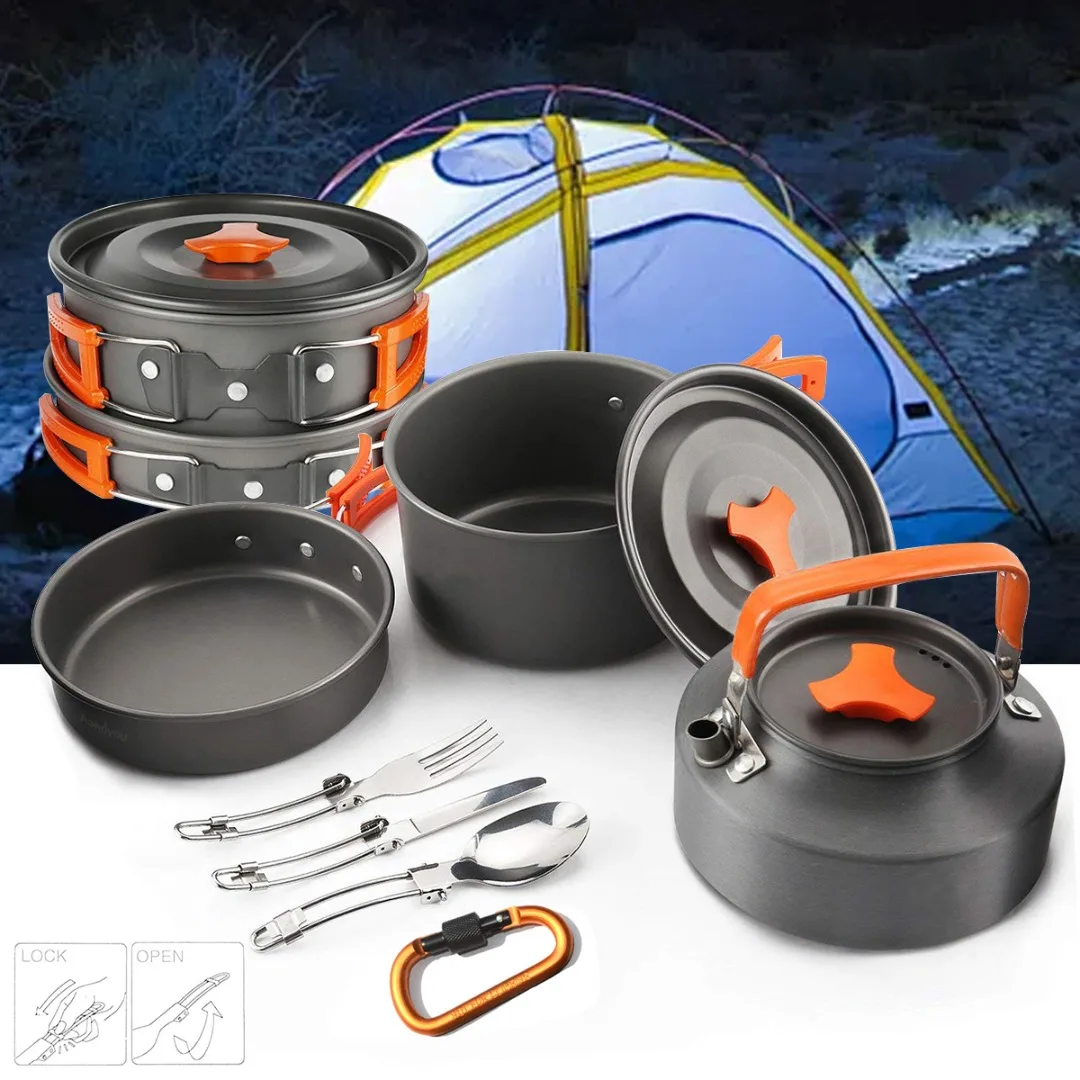Outdoor Camping Pot Set Portable Camping Cooking Pot Cookware Set With Teapot & Tableware For Outdoor Hiking Travel Picnic
Outdoor Camping Pot Set Portable Camping Cooking Pot Cookware Set With Teapot & Tableware For Outdoor Hiking Travel Picnic