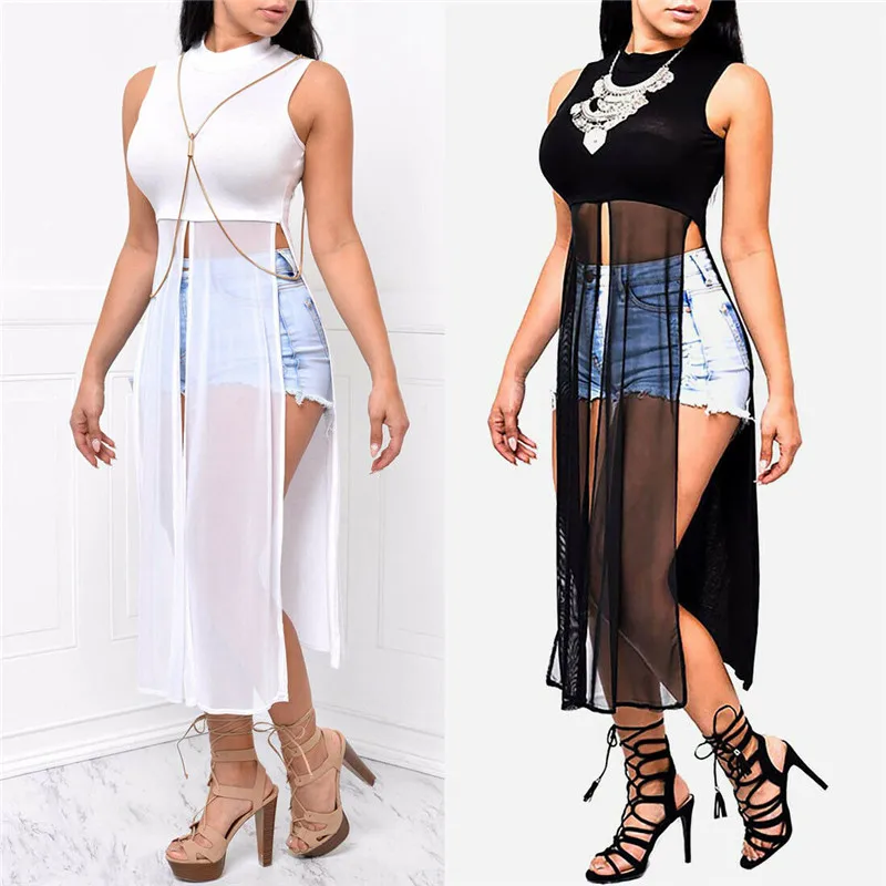 Women Ladies Summer Vest Dress Sleeveless Mesh Patchwork Round Neck Dress Casual Split Solid Skinny Dress Women Clothes Sundress
Women Ladies Summer Vest Dress Sleeveless Mesh Patchwork Round Neck Dress Casual Split Solid Skinny Dress Women Clothes Sundress
