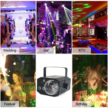 Party Disco Light La-ser Projector RGB Stage Light Disco LED Magic Ball Party Lights Sounds Active Music Center Strobe Lamp DJ
Party Disco Light La-ser Projector RGB Stage Light Disco LED Magic Ball Party Lights Sounds Active Music Center Strobe Lamp DJ