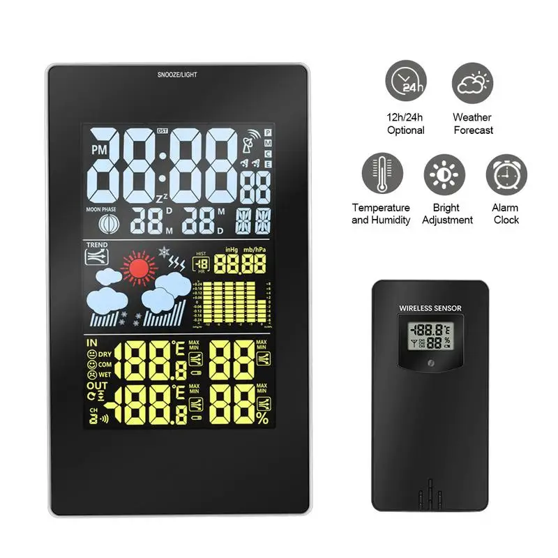 Multi-Function Color Screen Alarm Clock Weather Indoor And Outdoor Temperature Humidity Weather Clock Home Decoration
Multi-Function Color Screen Alarm Clock Weather Indoor And Outdoor Temperature Humidity Weather Clock Home Decoration