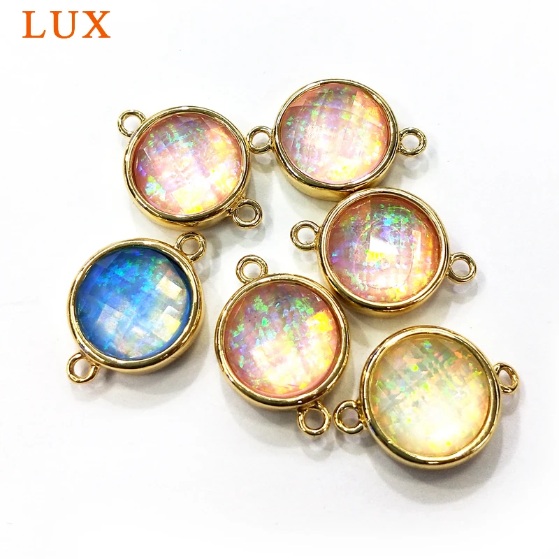 Gold color Plated Bezel Tiny Round lab Opal Connector Double Loops 12mm Small Opals Charm Link Gem stone Making Jewelry Craft
Gold color Plated Bezel Tiny Round lab Opal Connector Double Loops 12mm Small Opals Charm Link Gem stone Making Jewelry Craft