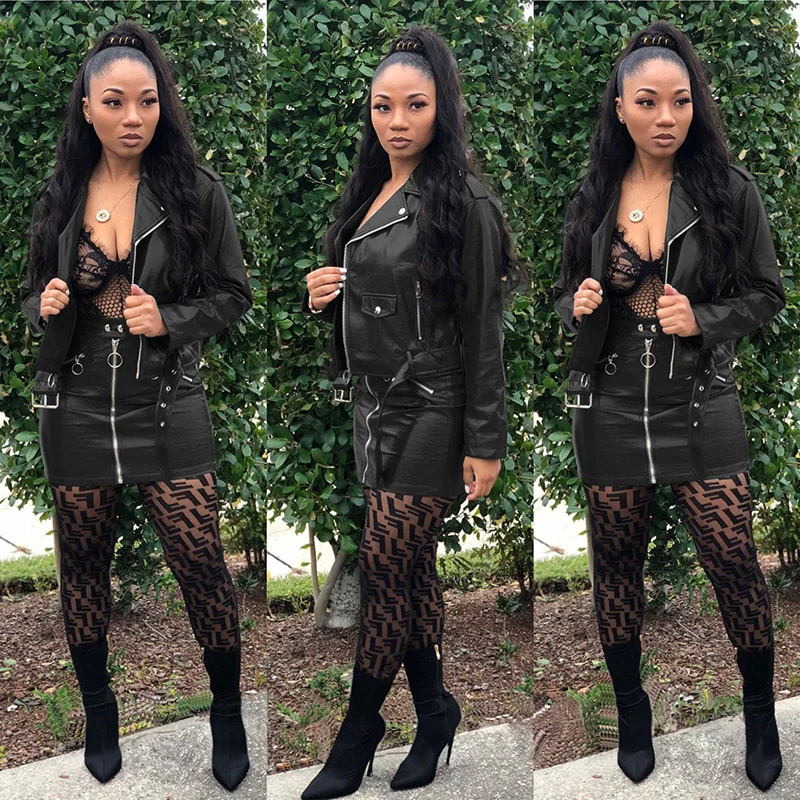 TWO PIECE SET Motorcycle Jacket Top Pu Leather Skirt Belt Outfits Mini Dress Punk Tweed Suit Women Clothing Streetwear Stylish
TWO PIECE SET Motorcycle Jacket Top Pu Leather Skirt Belt Outfits Mini Dress Punk Tweed Suit Women Clothing Streetwear Stylish