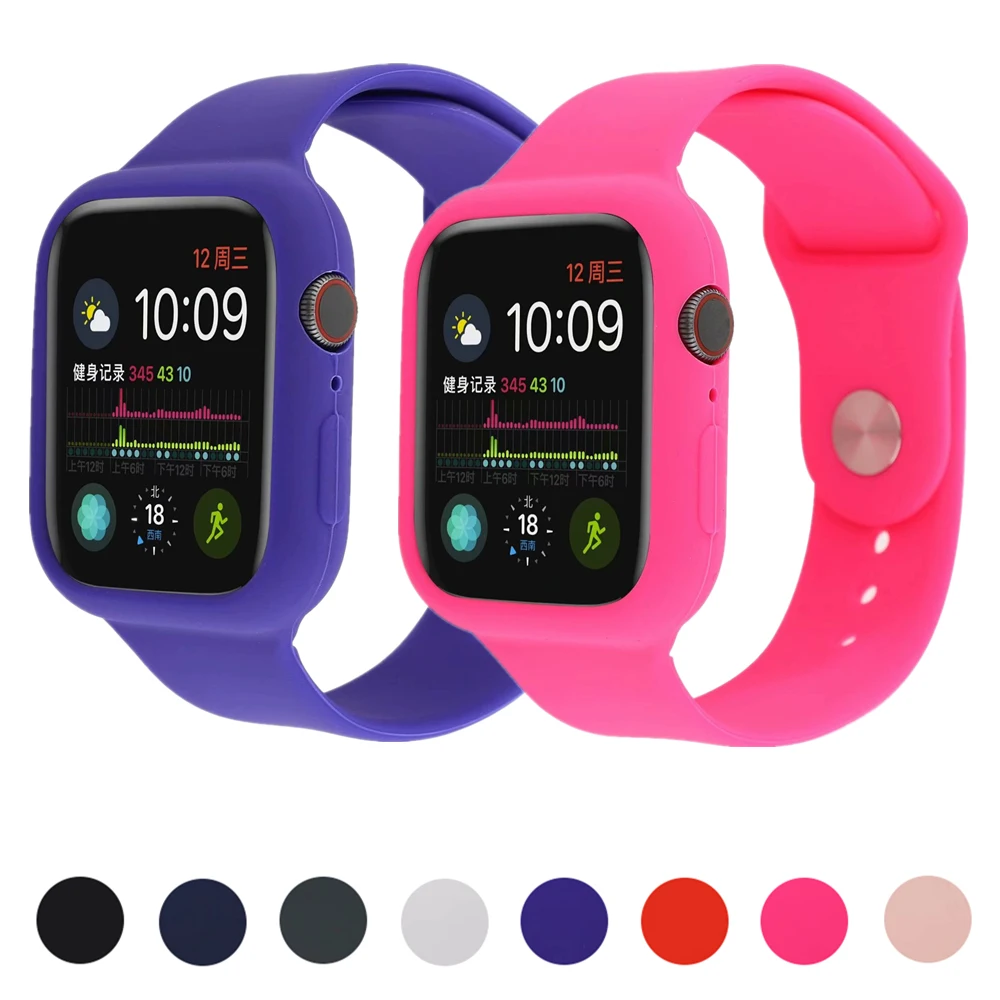 Silicone Strap For Apple Watch Bands 42mm Bracelet 40mm 44mm Rubber Sport Wristbands+Case For iwatch band Series 4/3/2/1 38MM
Silicone Strap For Apple Watch Bands 42mm Bracelet 40mm 44mm Rubber Sport Wristbands+Case For iwatch band Series 4/3/2/1 38MM