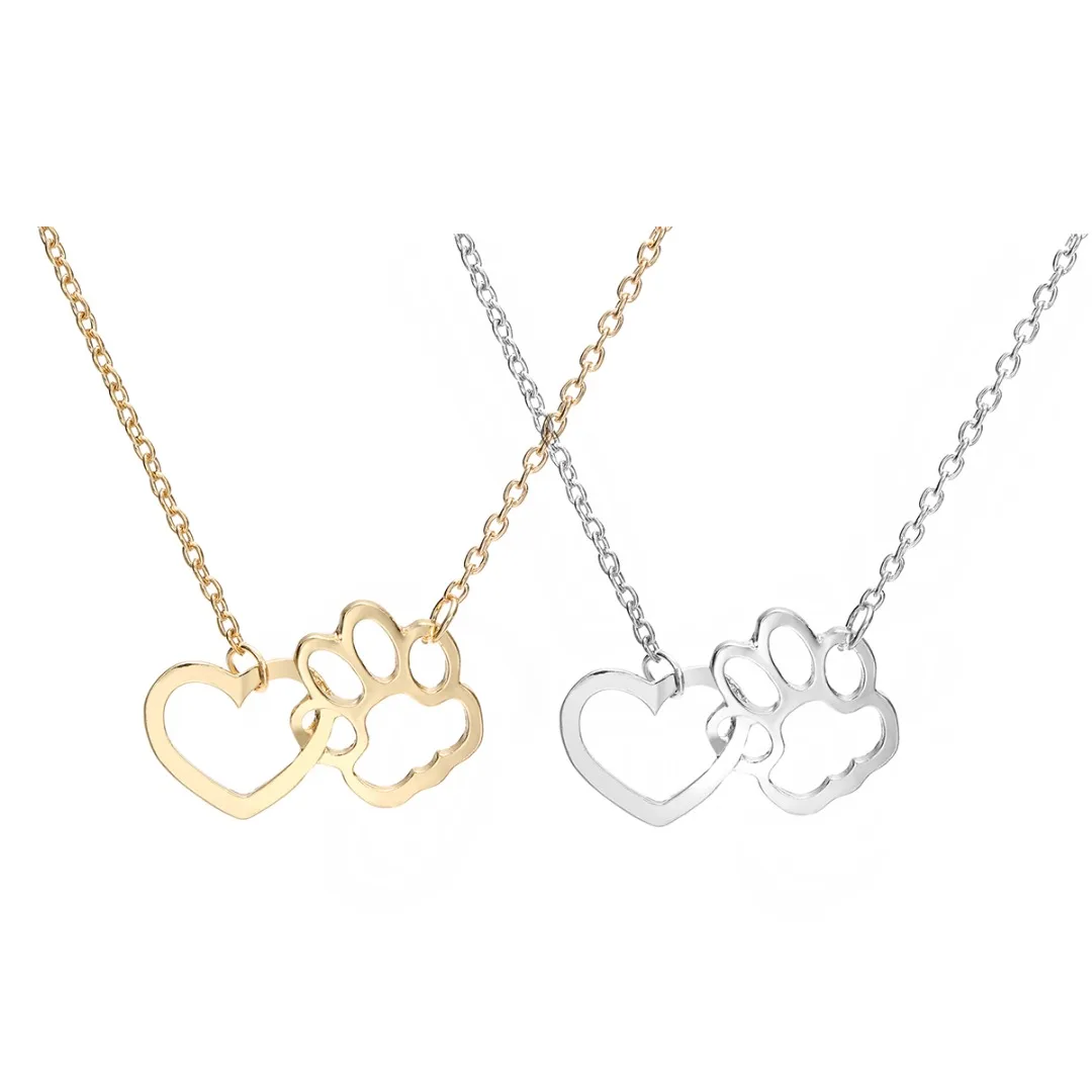 Fashion Hollow Simple Pet Paw Footprint Gold Necklaces Cute Dog Cat Love Heart Silver Pendant Necklace For Women Jewelry Gift 
Fashion Hollow Simple Pet Paw Footprint Gold Necklaces Cute Dog Cat Love Heart Silver Pendant Necklace For Women Jewelry Gift