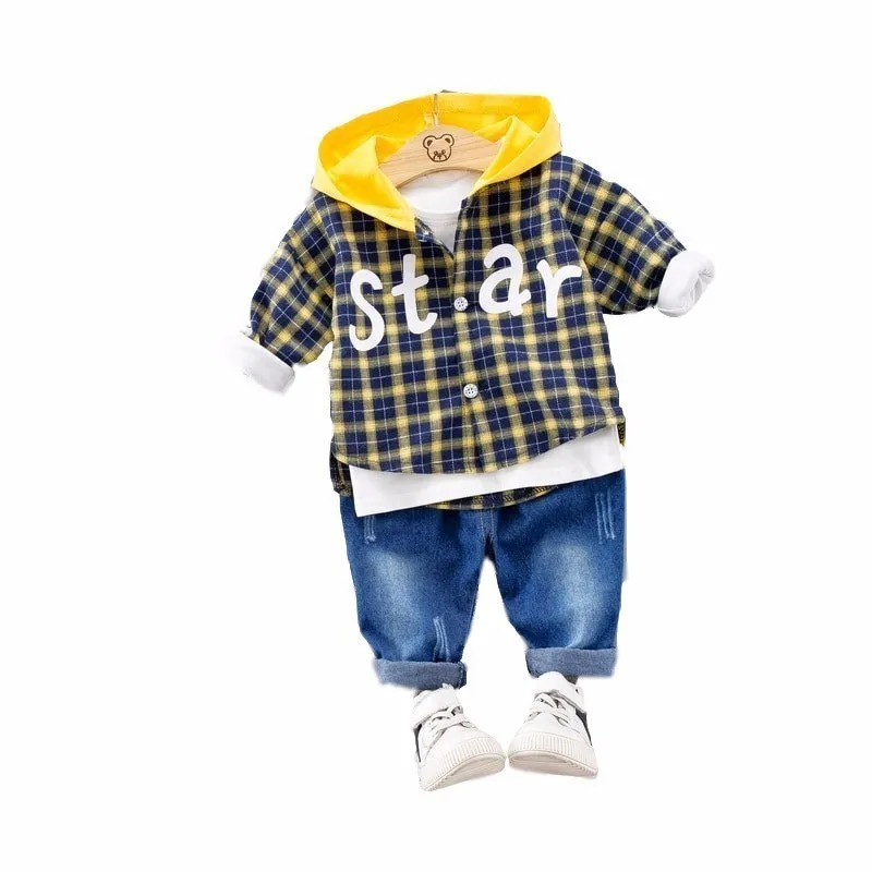 Spring Autumn Baby Boys Girls Clothing Toddler Clothes Fashion Hooded Plaid Shirt Pants 2Pcs/Sets Children Cotton Tracksuits
Spring Autumn Baby Boys Girls Clothing Toddler Clothes Fashion Hooded Plaid Shirt Pants 2Pcs/Sets Children Cotton Tracksuits