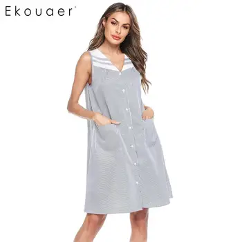 Ekouaer Women Casual Night Dress Sleepwear V-Neck Sleeveless Striped Pockets Loose Nightgown Ladies Nightie Sleepshirts
Ekouaer Women Casual Night Dress Sleepwear V-Neck Sleeveless Striped Pockets Loose Nightgown Ladies Nightie Sleepshirts