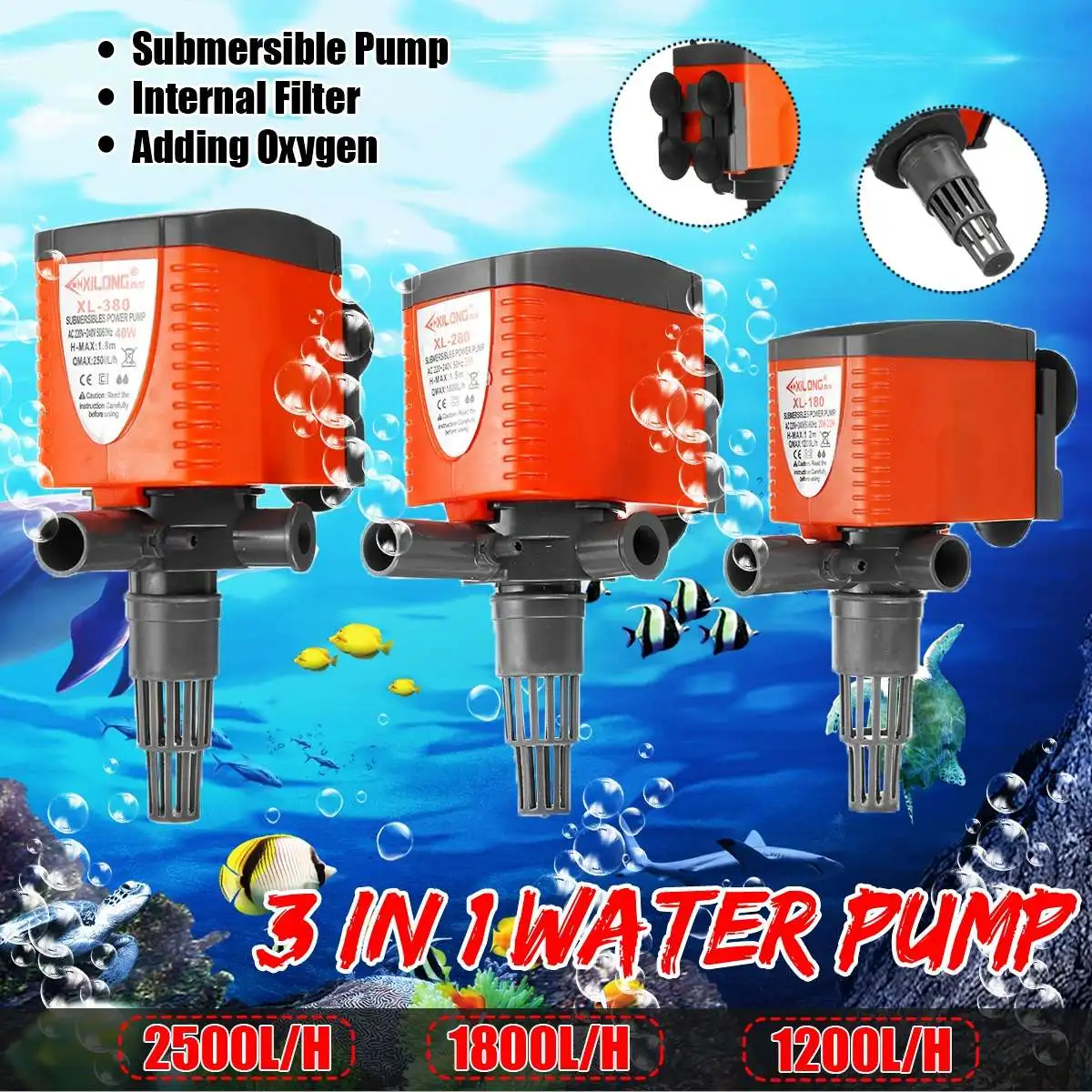 220V 3 IN 1Submersible Pump Fish Tank Aquarium Pond Fountain Water Pump Oxygen Increase Internal Filter 20W 25W 35W
220V 3 IN 1Submersible Pump Fish Tank Aquarium Pond Fountain Water Pump Oxygen Increase Internal Filter 20W 25W 35W