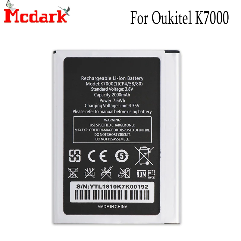 Запасной аккумулятор Mcdark для Oukitel K7000 высокое качество большая емкость 2000 мАч