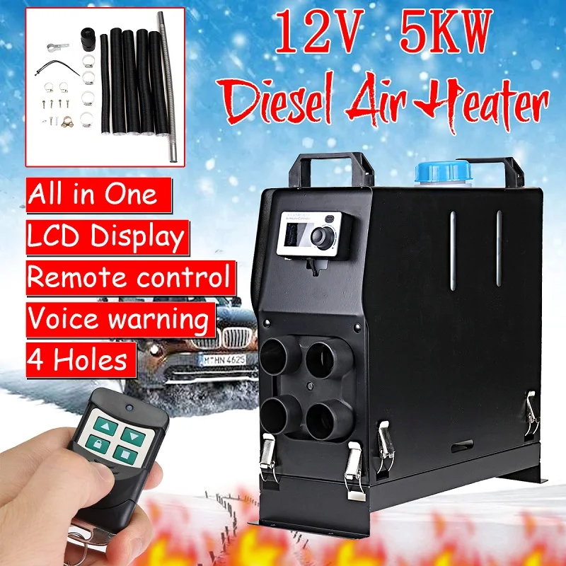 5KW 12V 4 Holes Car Heater Air Diesels Heater Parking Heater With Remote Control LCD Monitor for RV Motorhome Trailer Trucks
5KW 12V 4 Holes Car Heater Air Diesels Heater Parking Heater With Remote Control LCD Monitor for RV Motorhome Trailer Trucks