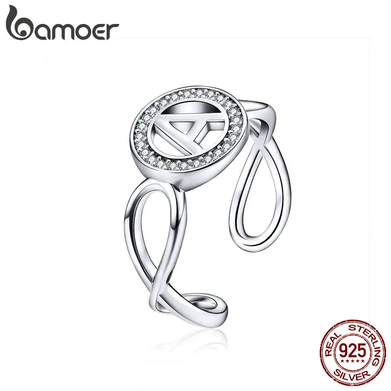 BAMOER Letter Ring Alphabet A Infinity Geometric Wide Finger Ring Big Size Rings for Women Sterling Silver 925 Jewelry SCR506
BAMOER Letter Ring Alphabet A Infinity Geometric Wide Finger Ring Big Size Rings for Women Sterling Silver 925 Jewelry SCR506