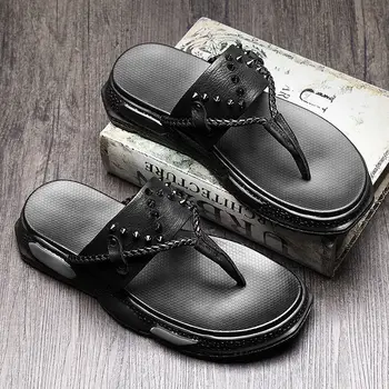 Fashion Woven Leather Flip Flops Shoes Man Real Leather Thick Heel Summer Beach Holiday Shoes Boys Cool Slippers Outdoor
Fashion Woven Leather Flip Flops Shoes Man Real Leather Thick Heel Summer Beach Holiday Shoes Boys Cool Slippers Outdoor
