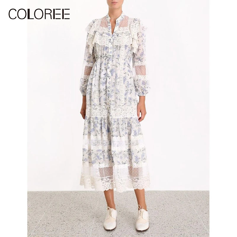 COLOREE Runway Designer Dress 2019 Summer Elegant White Sweet Lace Patchwork Folral Print Ruffles Vacation Beach Long Dress
COLOREE Runway Designer Dress 2019 Summer Elegant White Sweet Lace Patchwork Folral Print Ruffles Vacation Beach Long Dress
