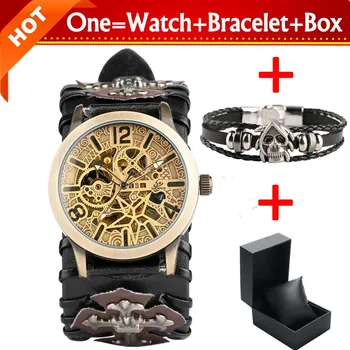 2020 Unique Retro Bronze Skeleton Gear Watch Men's Mechanical Automatic Clock Male Leather Wristwatch with Bracelet Reloj Hombre
2020 Unique Retro Bronze Skeleton Gear Watch Men's Mechanical Automatic Clock Male Leather Wristwatch with Bracelet Reloj Hombre